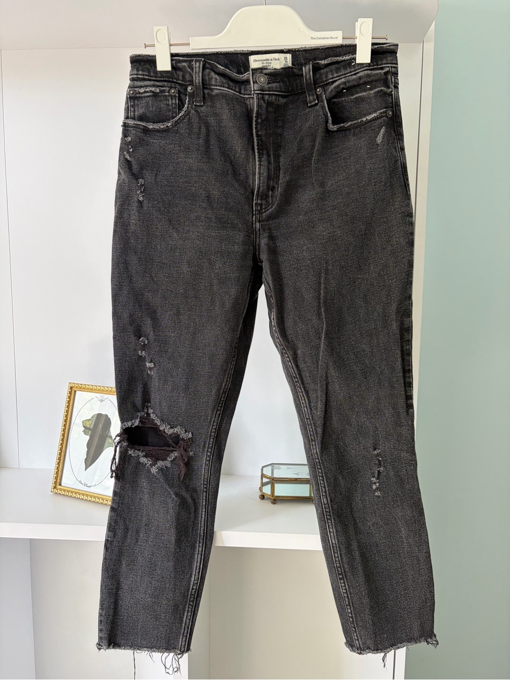 Abercrombie & Fitch Black Distressed Skinny High Rise